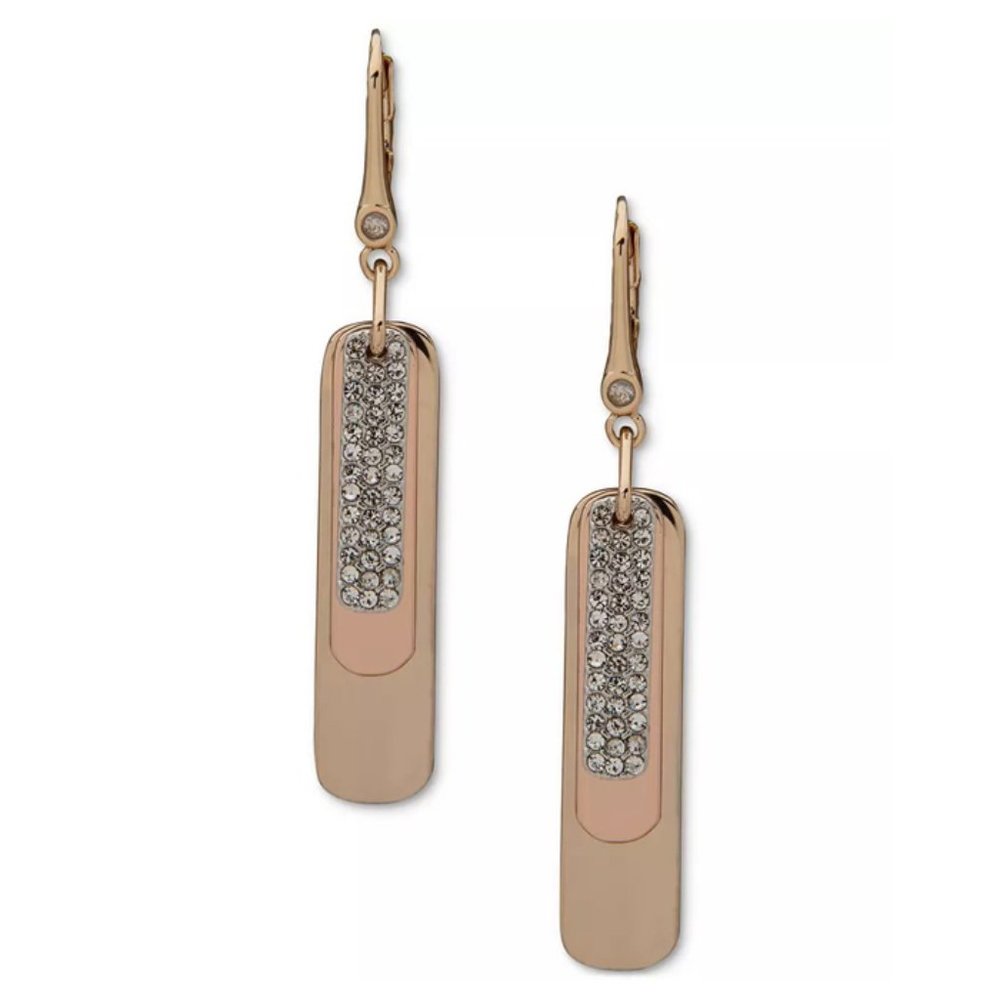 New DKNY Tri-Tone Linear Earrings